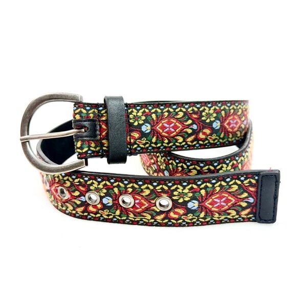 Woven/Embroidered Mandala Belt w/Silver Hardware - Size 40 - Unisex - Picture 1 of 6